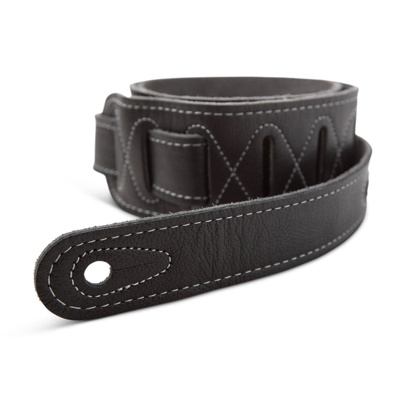 Taylor 2.5" Black Leather Guitar Strap - Black, Suede Back