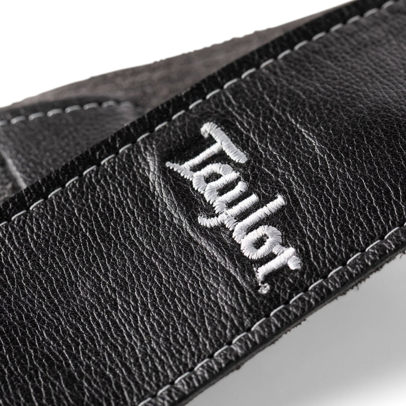 Taylor 2.5" Black Leather Guitar Strap - Black, Suede Back