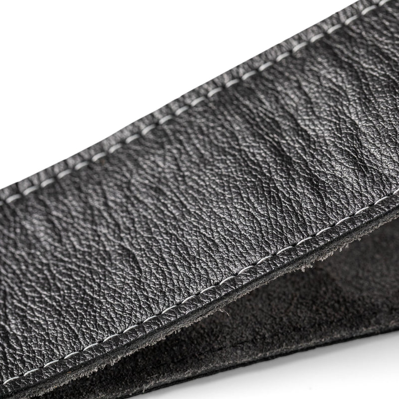 Taylor 2.5" Black Leather Guitar Strap - Black, Suede Back