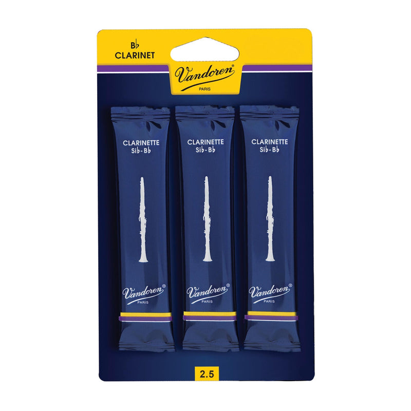 Vandoren CR10253G Traditional Bb Clarinet Reed - Strength: 2.5 (3 Pack)