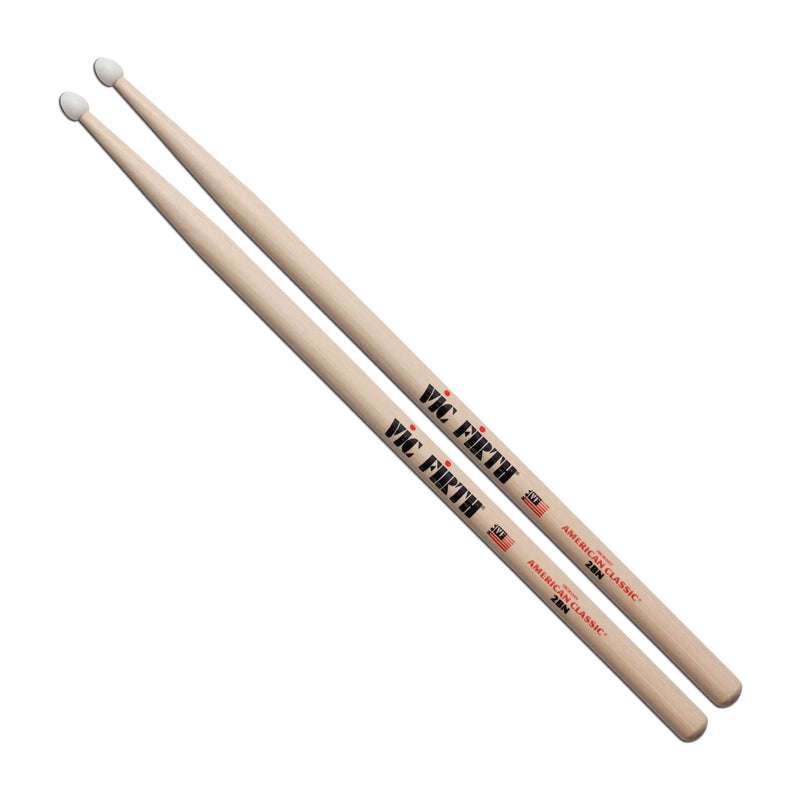 Vic Firth 2BN American Classic Drum Sticks - Nylon Tear Drop Tip - Hickory