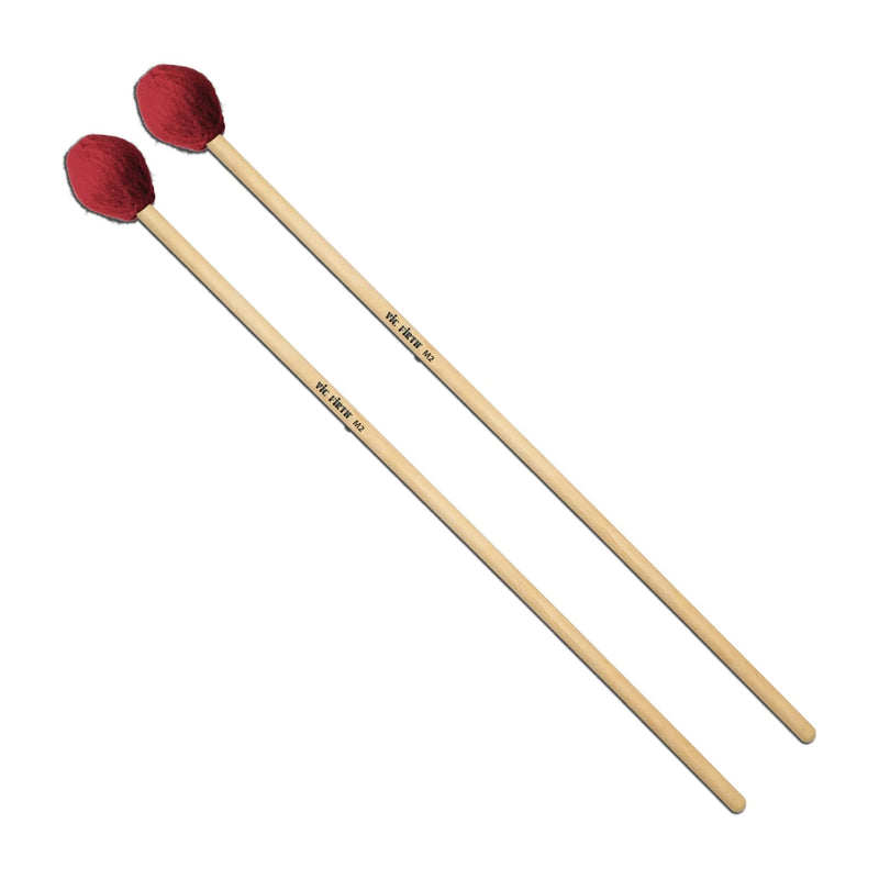 Vic Firth M2 American Custom Keyboard Yarn Mallets - Medium Red Synthetic Yarn - Birch