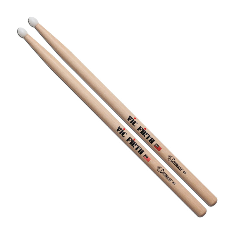 Vic Firth MS1N Corpsmaster Snare Drum Sticks - Nylon Oval Tip - Hickory