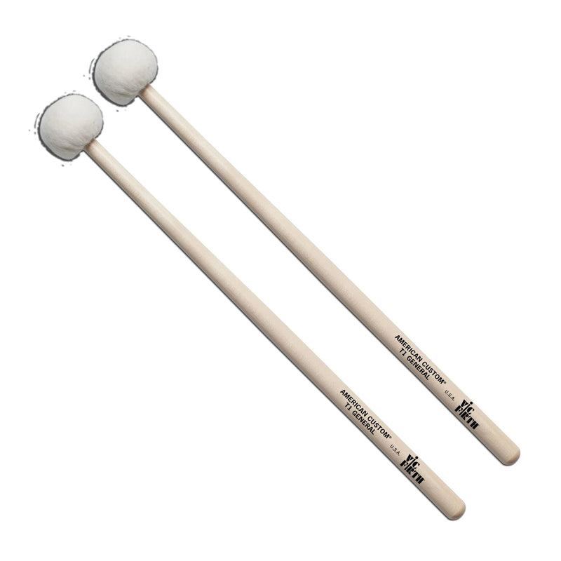 Vic Firth T1 American Custom General Timpani Mallets - Medium-Hard White Felt -  Maple