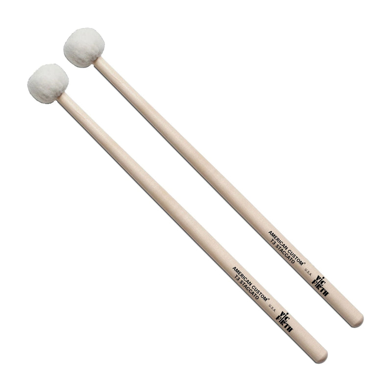 Vic Firth T3 American Custom Timpani Staccato Mallets - White Felt - Hickory