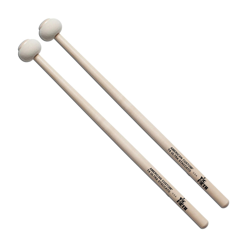 Vic Firth T4 American Custom Ultra Staccato Timpani Mallets - Hard - White Felt - Hickory