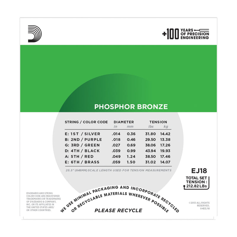 D'Addario EJ18 Phosphor Bronze, Heavy, 14-59 - Tarpley Music Company, Inc.
