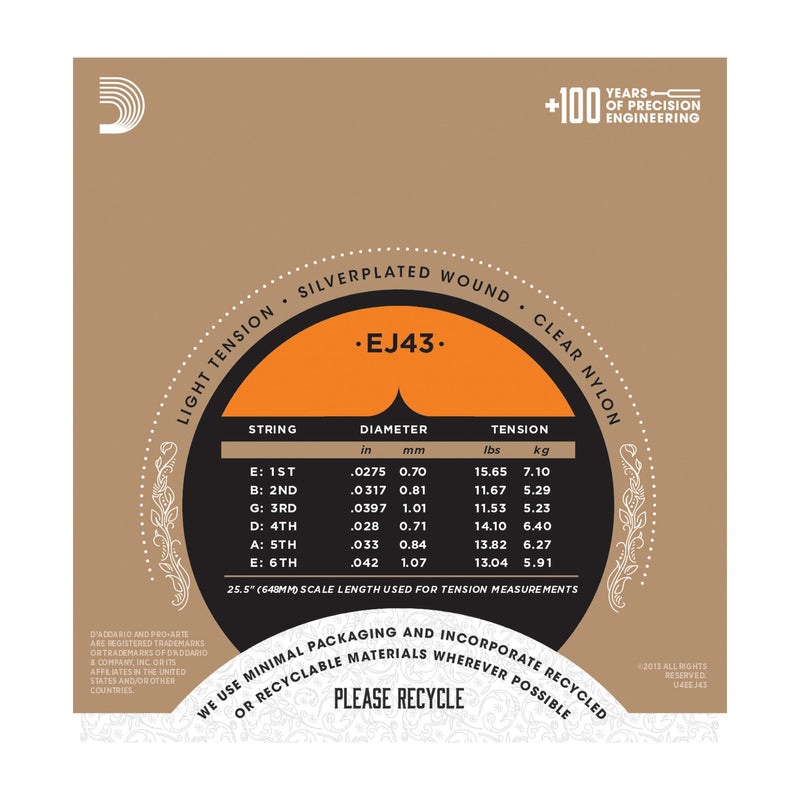 D'Addario EJ43 Pro-Arté Nylon, Light Tension - Tarpley Music Company, Inc.
