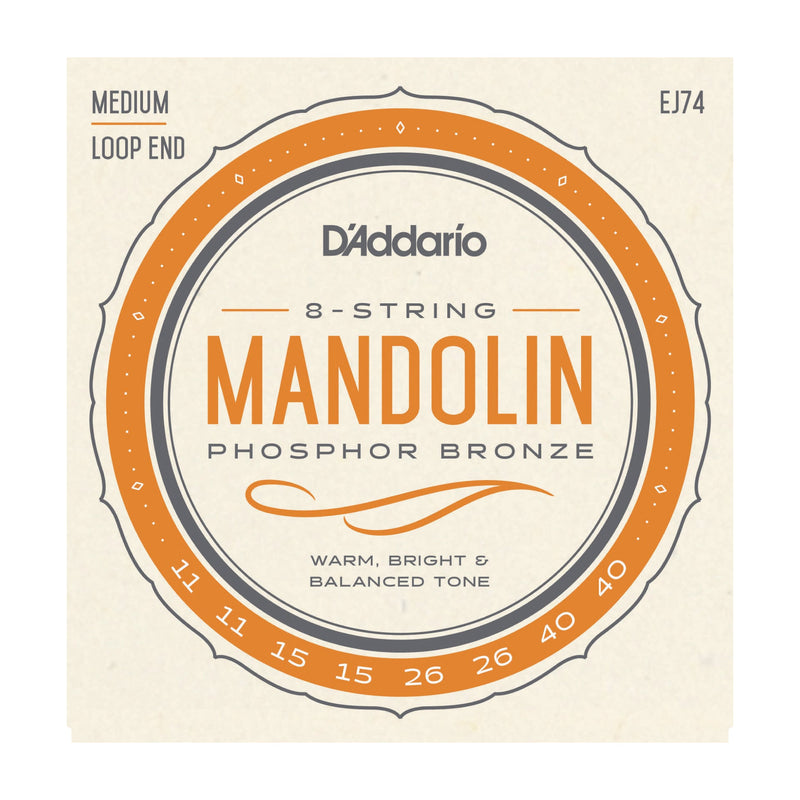 D'Addario EJ74 Mandolin Strings, Phosphor Bronze, Medium, 11-40 - Tarpley Music Company, Inc.