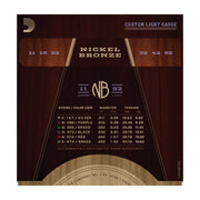 D'Addario NB1152 Nickel Bronze Acoustic Guitar Strings, Custom Light, 11-52 - Tarpley Music Company, Inc.