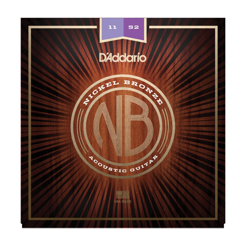D'Addario NB1152 Nickel Bronze Acoustic Guitar Strings, Custom Light, 11-52 - Tarpley Music Company, Inc.