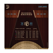 D'Addario NB1253 Nickel Bronze Acoustic Guitar Strings, Light, 12-53 - Tarpley Music Company, Inc.