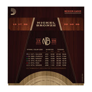D'Addario NB1356 Nickel Bronze Acoustic Guitar Strings, Medium, 13-56 - Tarpley Music Company, Inc.