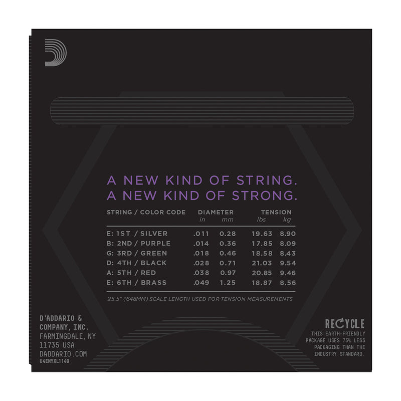 D'Addario NYXL1149 Nickel Wound Electric Guitar Strings, Medium, 11-49 - Tarpley Music Company, Inc.